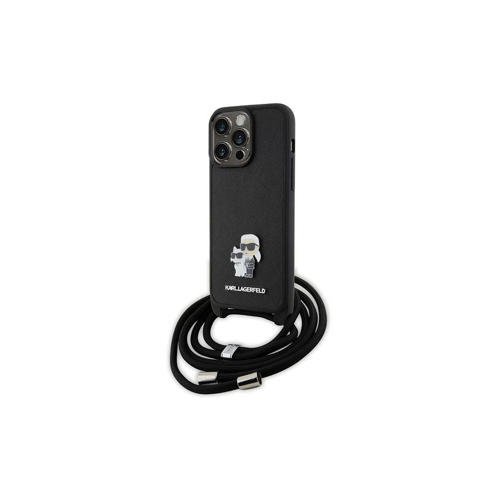 Hurtownia GSM - Etui Karl Lagerfeld KLHCP15XSAKCPSK Apple iPhone 15 Pro Max hardcase Crossbody Saffiano Metal Pin Karl & Choupette negru/black - KLD1672 - {ean13} - Hurt