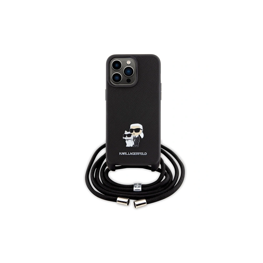 Hurtownia GSM - Case Karl Lagerfeld KLHCP15XSAKCPSK Apple iPhone 15 Pro Max Hardcase Crossbody Saffiano Metal Pin Karl & Choupette schwarz/black - KLD1672 - {ean13} - Hurt