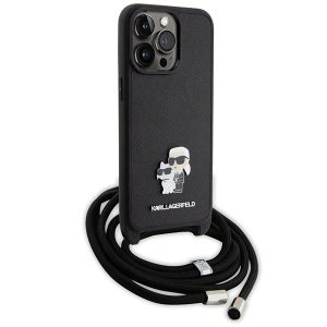 Hurtownia GSM - Case Karl Lagerfeld KLHCP15XSAKCPSK Apple iPhone 15 Pro Max Hardcase Crossbody Saffiano Metal Pin Karl & Choupette schwarz/black - KLD1672 - {ean13} - Hurt