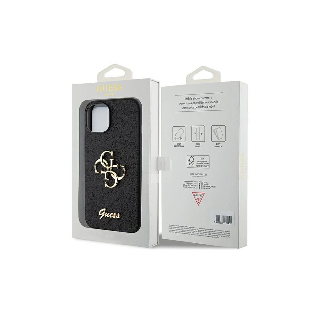Hurtownia GSM - Etui Guess GUHCP15SHG4SGK Apple iPhone 15 hardcase Glitter Script Big 4G czarny/black - GUE2839 - {ean13} - Hurt