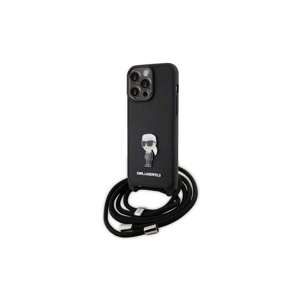 Wholesale Karl Lagerfeld KLHCP15XSASKNPSK Apple iPhone 15 Pro Max hardcase Crossbody Saffiano Monogram black - KLD1673 - {ean13} - Hurt