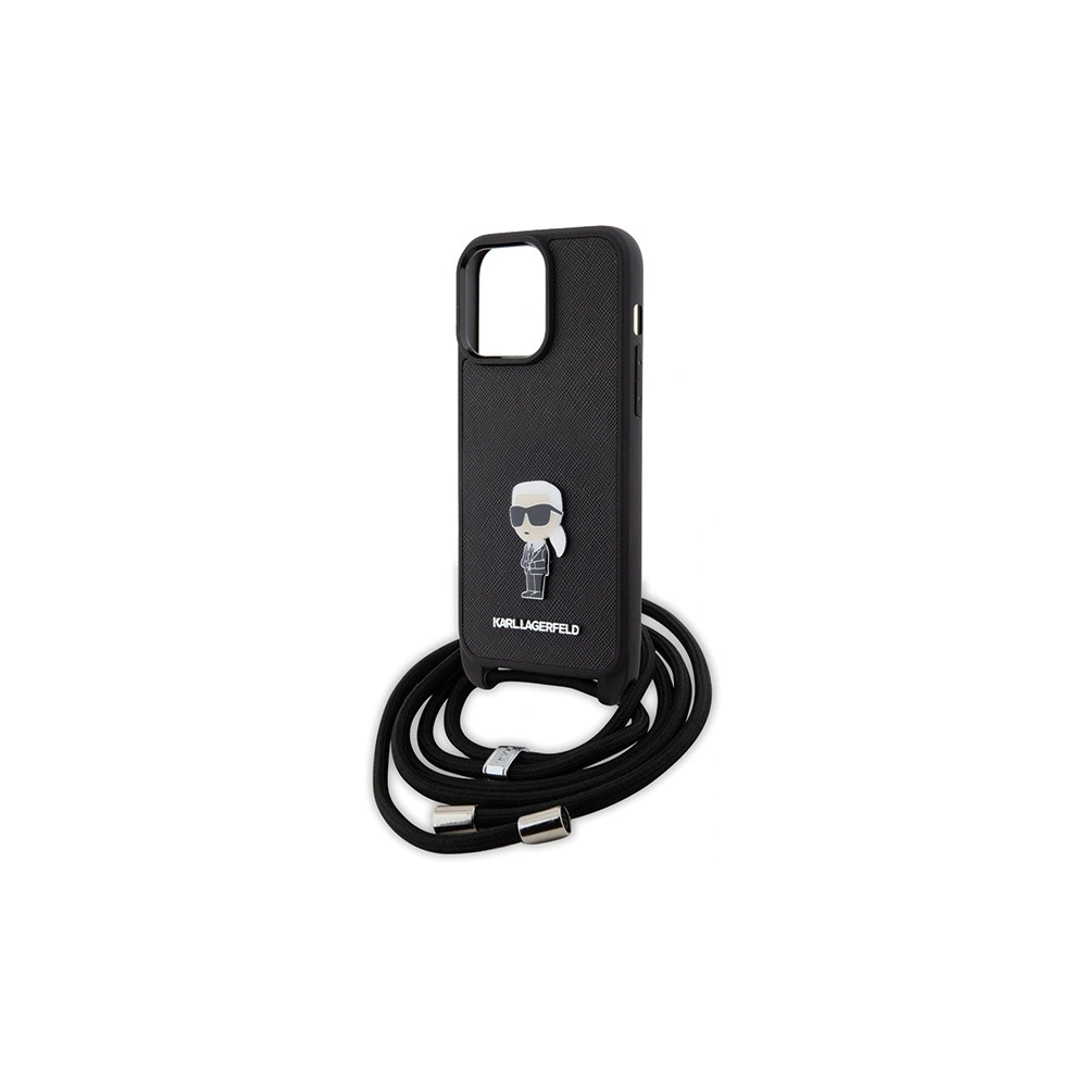 Wholesale Karl Lagerfeld KLHCP15XSASKNPSK Apple iPhone 15 Pro Max hardcase Crossbody Saffiano Monogram black - KLD1673 - {ean13} - Hurt