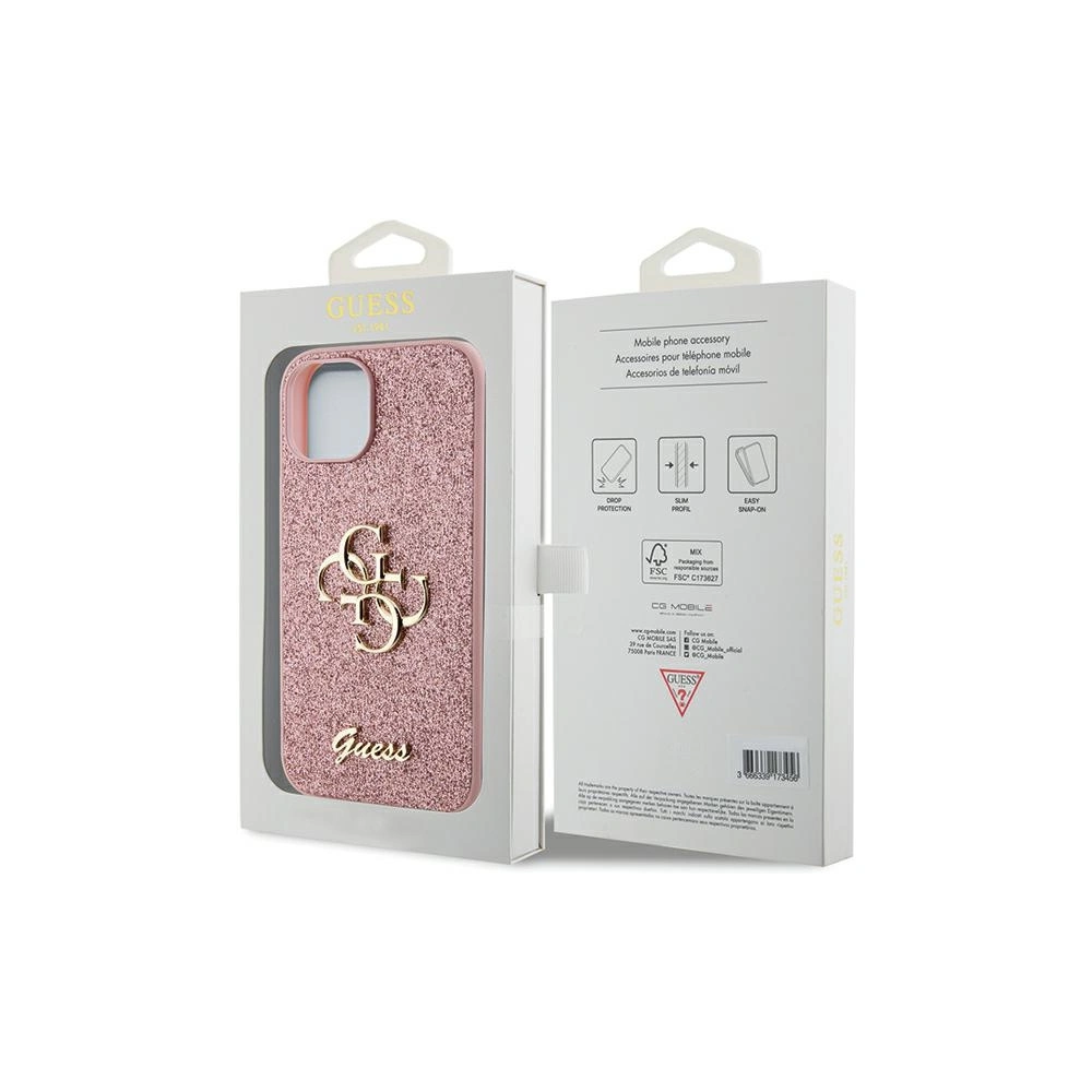 Hurtownia GSM - Etui Guess GUHCP15SHG4SGP Apple iPhone 15 kemény tok Glitter Script Big 4G rózsaszín/pink - GUE2840 - {ean13} - Hurt