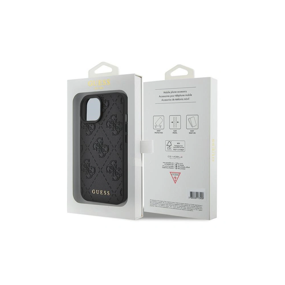Hurtownia GSM - Etui Guess GUHCP15SP4EPMK Apple iPhone 15 hardcase Leather 4G Stamped czarny/black - GUE2842 - {ean13} - Hurt