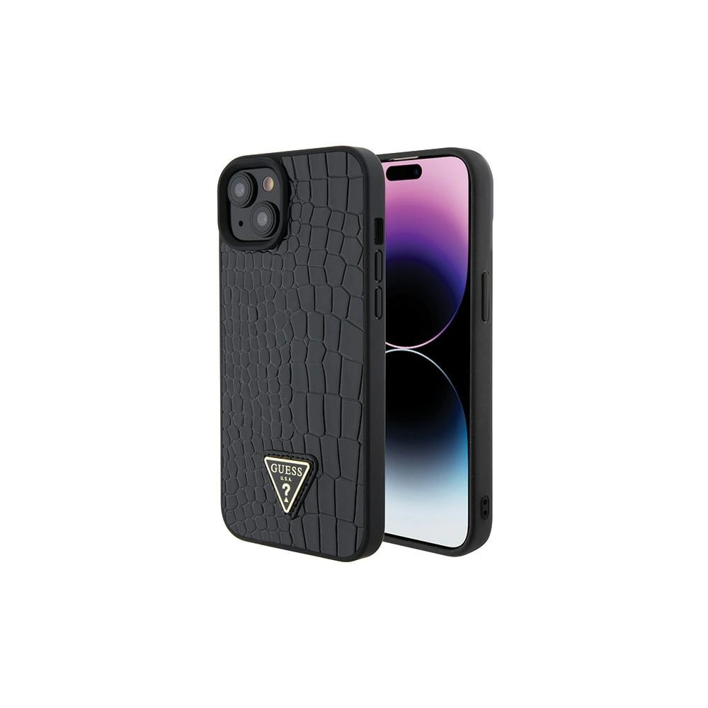 Hurtownia GSM - Etui Guess GUHCP15SPCRTHCK Apple iPhone 15 hardcase Croco Triangle Metal Logo negru/black - GUE2843 - {ean13} - Hurt