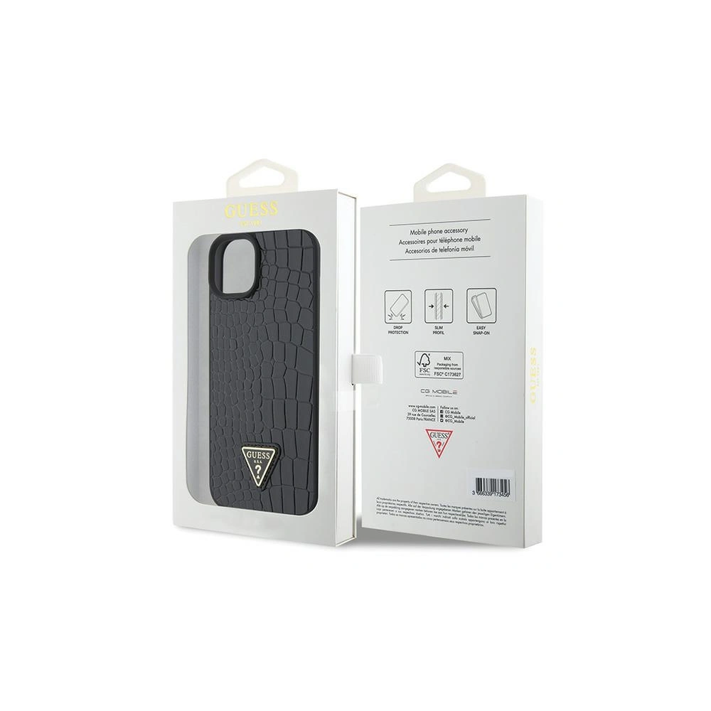 Hurtownia GSM - Etui Guess GUHCP15SPCRTHCK Apple iPhone 15 hardcase Croco Triangle Metal Logo negru/black - GUE2843 - {ean13} - Hurt