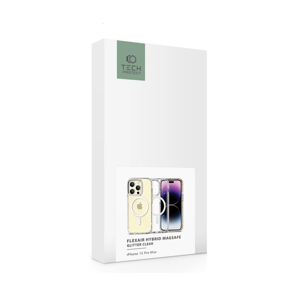 Wholesale Tech-Protect Flexair Hybrid MagSafe Apple iPhone 15 Pro Max Glitter Clear - THP2270 - {ean13} - Hurt