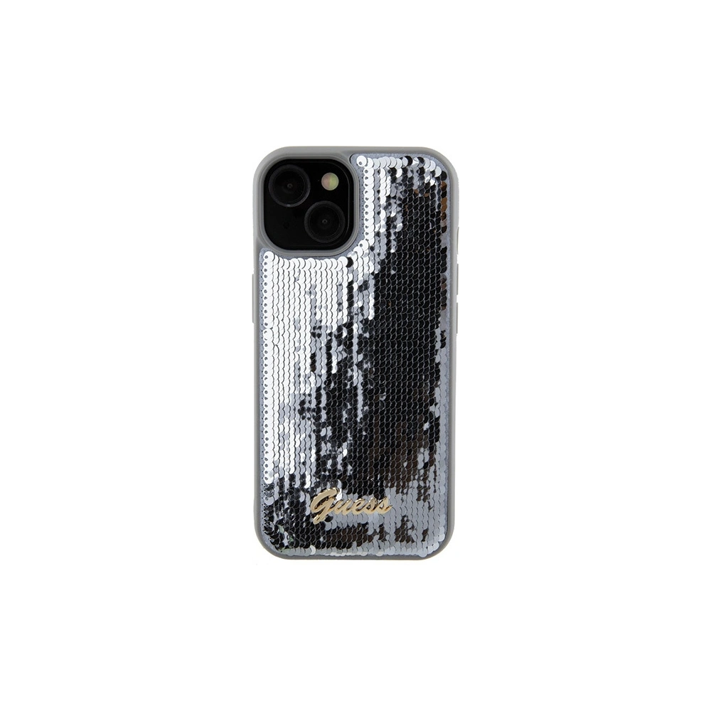 Hurtownia GSM - Etui Guess GUHCP15SPSFDGSS Apple iPhone 15 hardcase Sequin Script Metal srebrny/silver - GUE2850 - {ean13} - Hurt