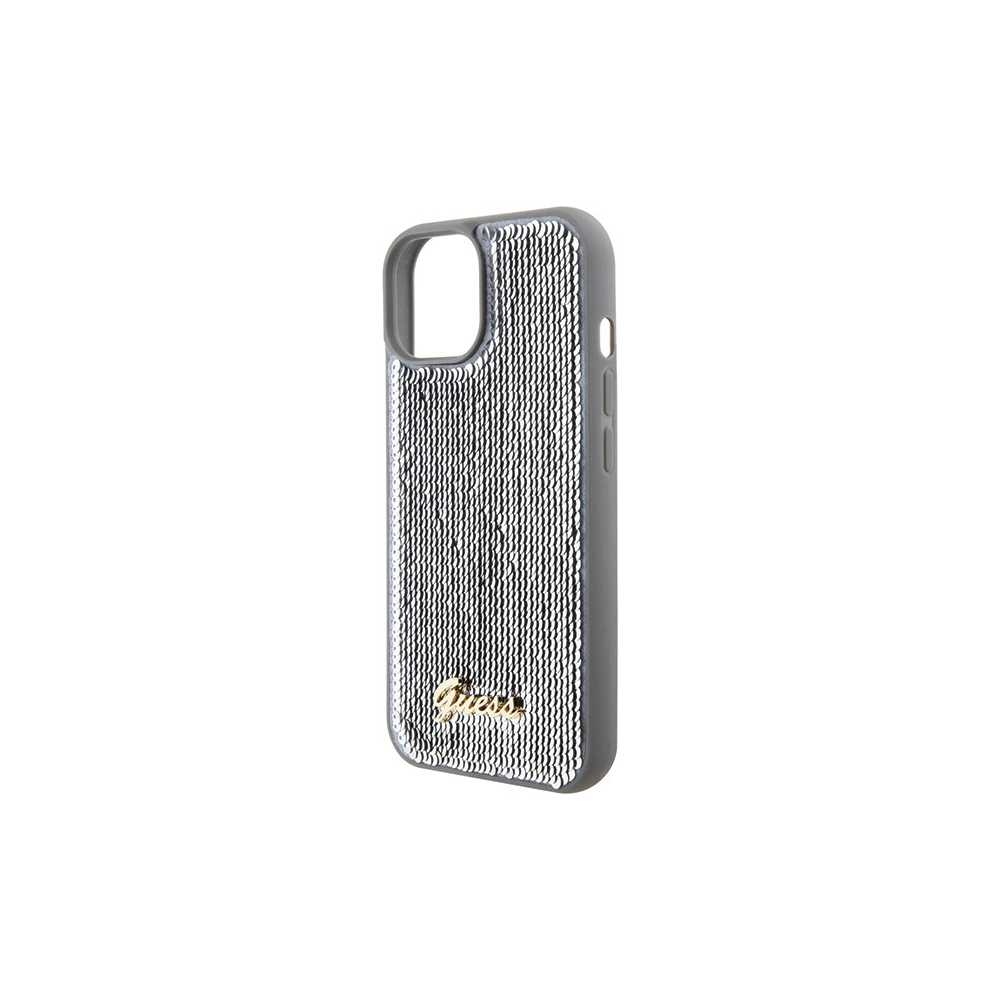 Hurtownia GSM - Etui Guess GUHCP15SPSFDGSS Apple iPhone 15 hardcase Sequin Script Metal srebrny/silver - GUE2850 - {ean13} - Hurt
