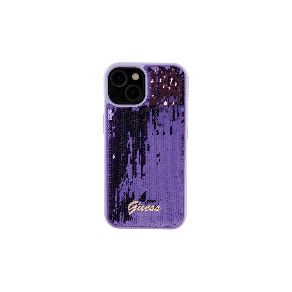 Wholesale Guess GUHCP15SPSFDGSU Apple iPhone 15 hardcase Sequin Script Metal purple - GUE2851 - {ean13} - Hurt