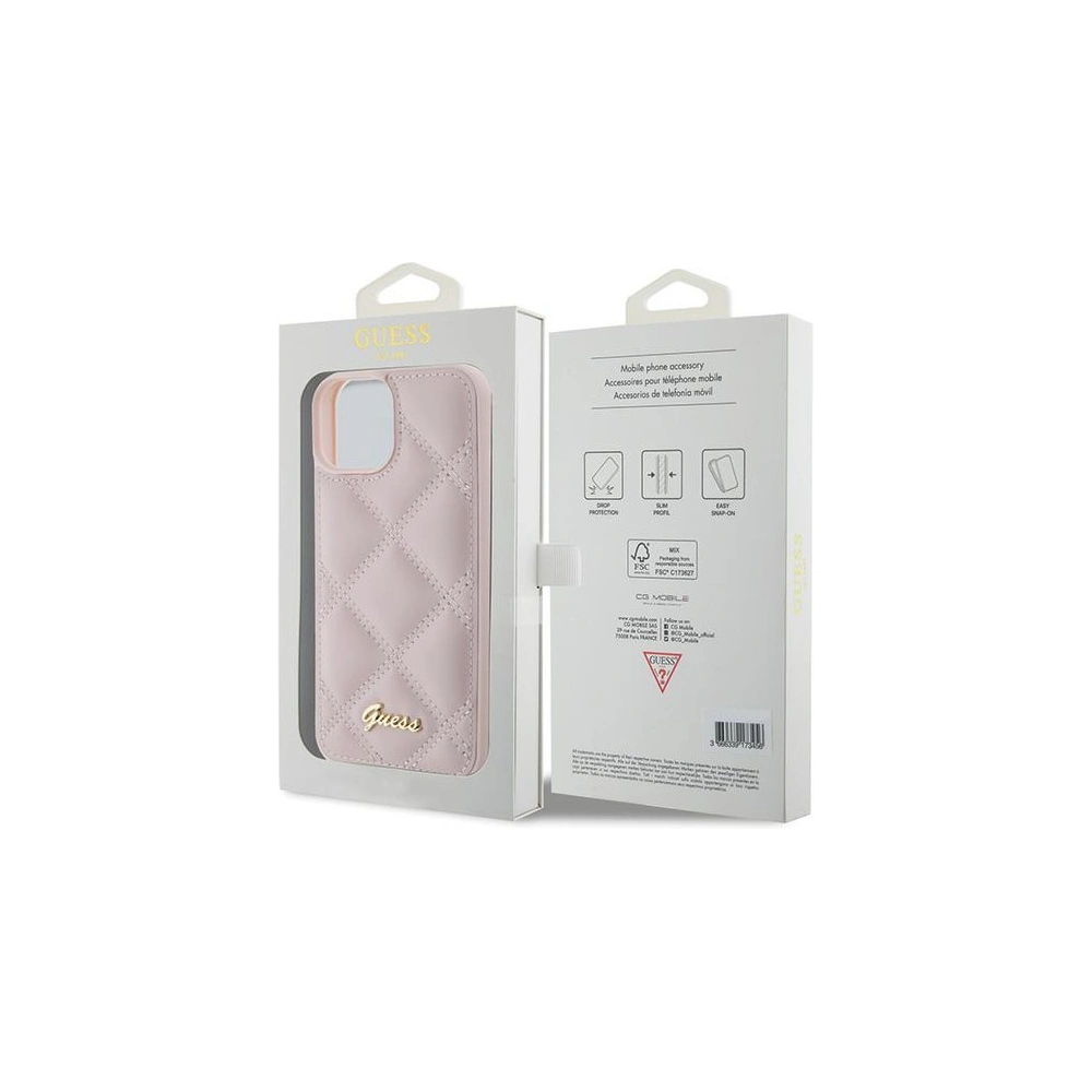 Hurtownia GSM - Etui Guess GUHCP15SPSQSQSP Apple iPhone 15 hardcase Quilted Metal Logo różowy/pink - GUE2853 - {ean13} - Hurt
