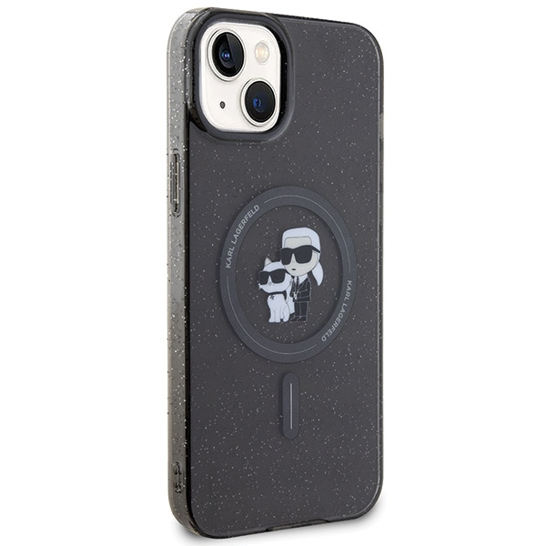 Kryt Karl Lagerfeld KLHMP15MHGKCNOK Apple iPhone 15 Plus / 14 Plus hardcase Karl&Choupette Glitter MagSafe black