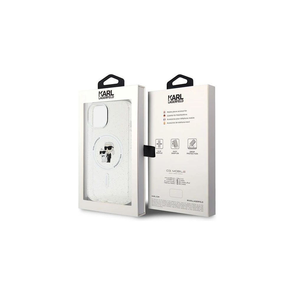 Wholesale Karl Lagerfeld KLHMP15MHGKCNOT Apple iPhone 15 Plus / 14 Plus hardcase Karl&Choupette Glitter MagSafe transparent - KLD1686 - {ean13} - Hurt