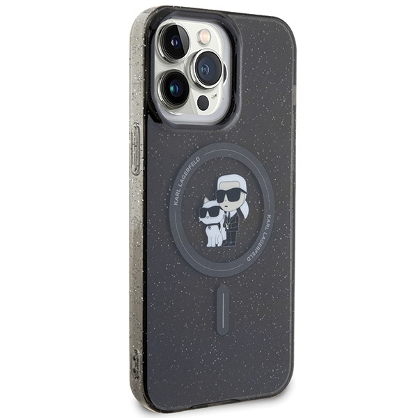 Kryt Karl Lagerfeld KLHMP15XHGKCNOK Apple iPhone 15 Pro Max hardcase Karl&Choupette Glitter MagSafe black