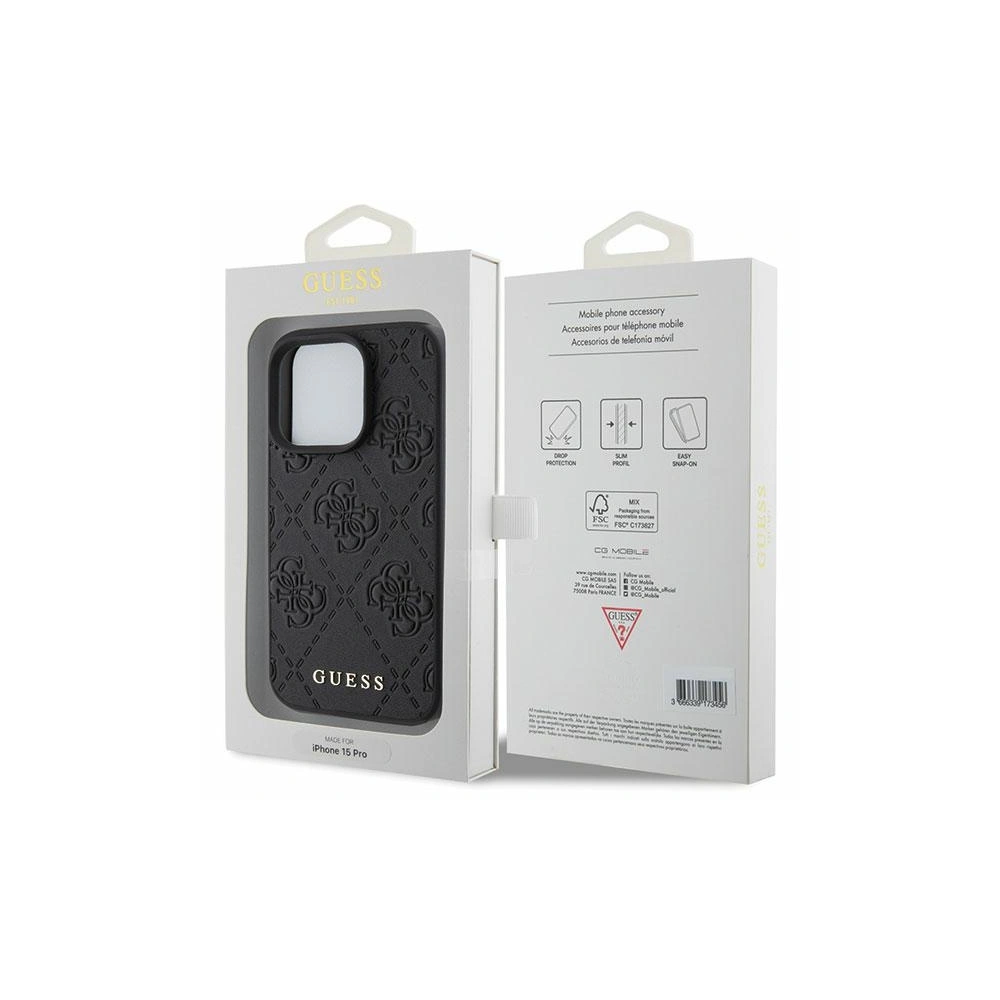 Wholesale Guess GUHCP15XP4EPMK Apple iPhone 15 Pro Max hardcase Leather 4G Stamped black - GUE2861 - {ean13} - Hurt