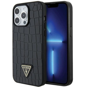 Wholesale Guess GUHCP15XPCRTHCK Apple iPhone 15 Pro Max hardcase Croco Triangle Metal Logo black - GUE2864 - {ean13} - Hurt