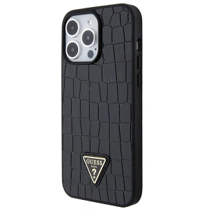 Wholesale Guess GUHCP15XPCRTHCK Apple iPhone 15 Pro Max hardcase Croco Triangle Metal Logo black - GUE2864 - {ean13} - Hurt