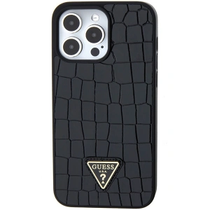 Wholesale Guess GUHCP15XPCRTHCK Apple iPhone 15 Pro Max hardcase Croco Triangle Metal Logo black - GUE2864 - {ean13} - Hurt