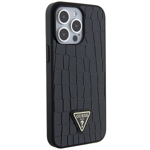 Wholesale Guess GUHCP15XPCRTHCK Apple iPhone 15 Pro Max hardcase Croco Triangle Metal Logo black - GUE2864 - {ean13} - Hurt