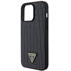 Wholesale Guess GUHCP15XPCRTHCK Apple iPhone 15 Pro Max hardcase Croco Triangle Metal Logo black - GUE2864 - {ean13} - Hurt