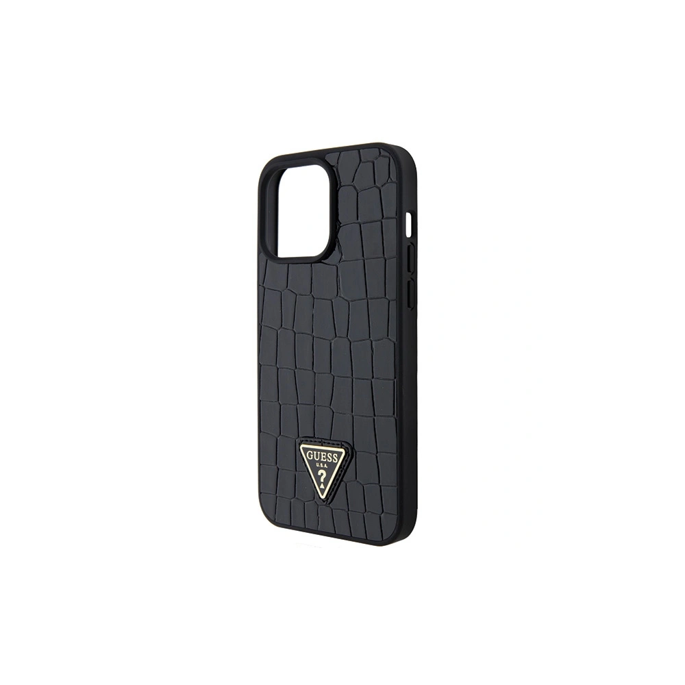 Wholesale Guess GUHCP15XPCRTHCK Apple iPhone 15 Pro Max hardcase Croco Triangle Metal Logo black - GUE2864 - {ean13} - Hurt