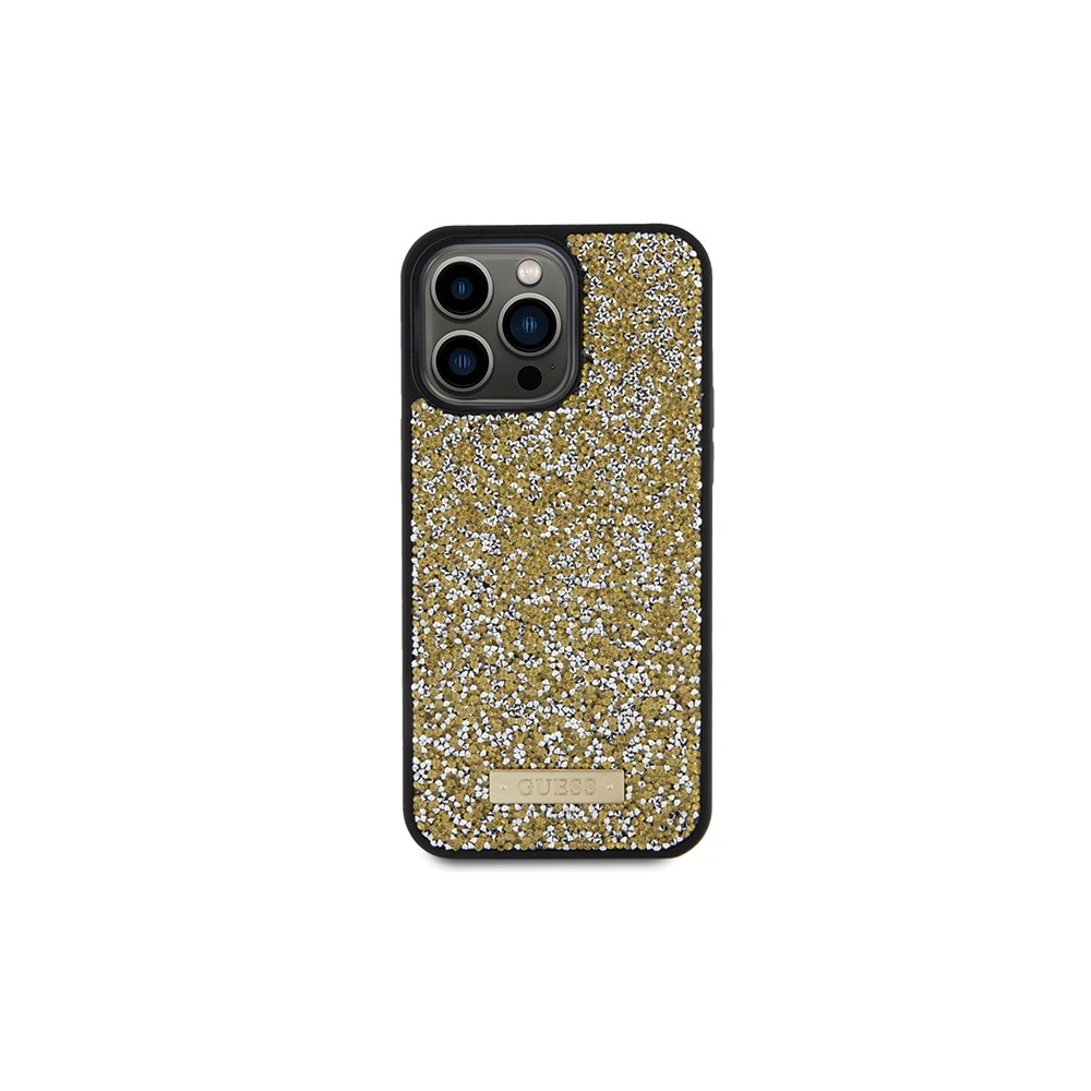 Hurtownia GSM - Etui Guess GUHCP15XPFGSBSD Apple iPhone 15 Pro Max hardcase cu rhinestone și logo metalic galben/yellow - GUE2865 - {ean13} - Hurt