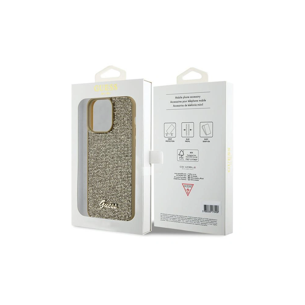 Wholesale Guess GUHCP15XPMSDGSD Apple iPhone 15 Pro Max hardcase Disco Metal Script gold - GUE2867 - {ean13} - Hurt