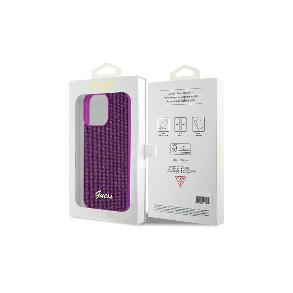 Wholesale Guess GUHCP15XPMSDGSF Apple iPhone 15 Pro Max hardcase Disco Metal Script fuschia - GUE2868 - {ean13} - Hurt