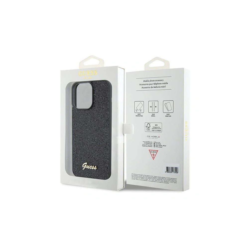 Wholesale Guess GUHCP15XPMSDGSK Apple iPhone 15 Pro Max hardcase Disco Metal Script black - GUE2869 - {ean13} - Hurt