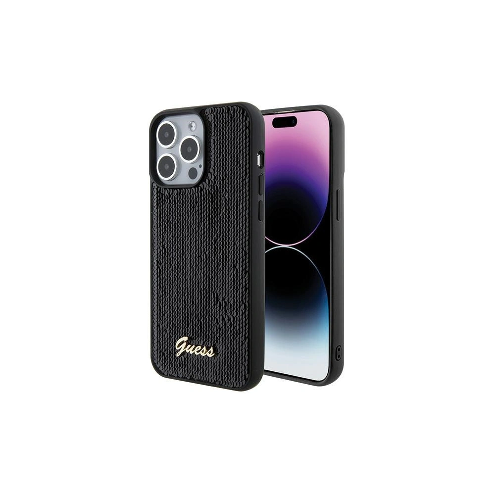 Hurtownia GSM - Etui Guess GUHCP15XPSFDGSK Apple iPhone 15 Pro Max hardcase Sequin Script Metal černý/black - GUE2870 - {ean13} - Hurt