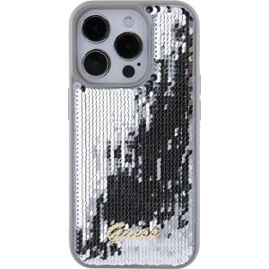 Wholesale Guess GUHCP15XPSFDGSS Apple iPhone 15 Pro Max hardcase Sequin Script Metal silver - GUE2871 - {ean13} - Hurt