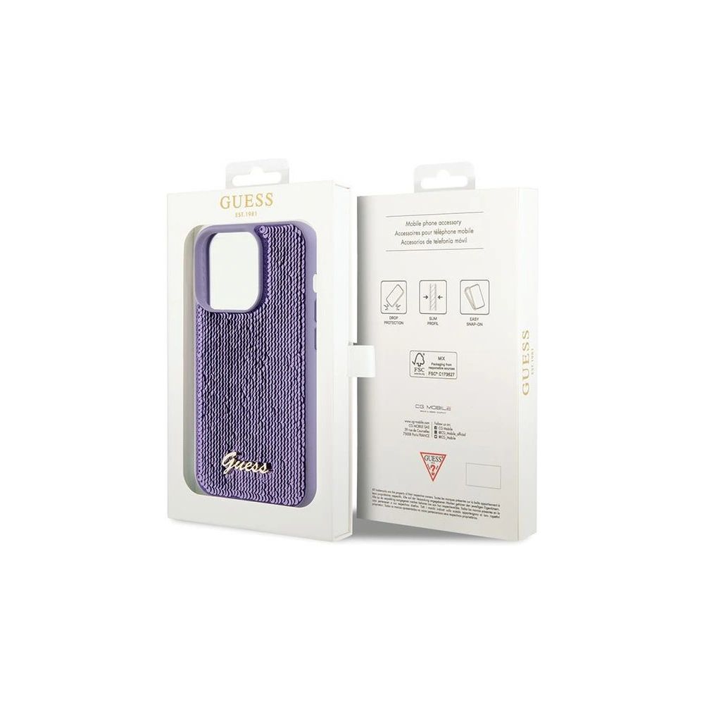 Hurtownia GSM - Etui Guess GUHCP15XPSFDGSU Apple iPhone 15 Pro Max hardcase Sequin Script Metal fioletowy/purple - GUE2872 - {ean13} - Hurt