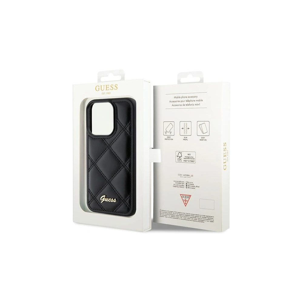 Hurtownia GSM - Case Guess GUHCP15XPSQSQSK Apple iPhone 15 Pro Max Hartschale Gestepptes Metall-Logo schwarz/black - GUE2873 - {ean13} - Hurt
