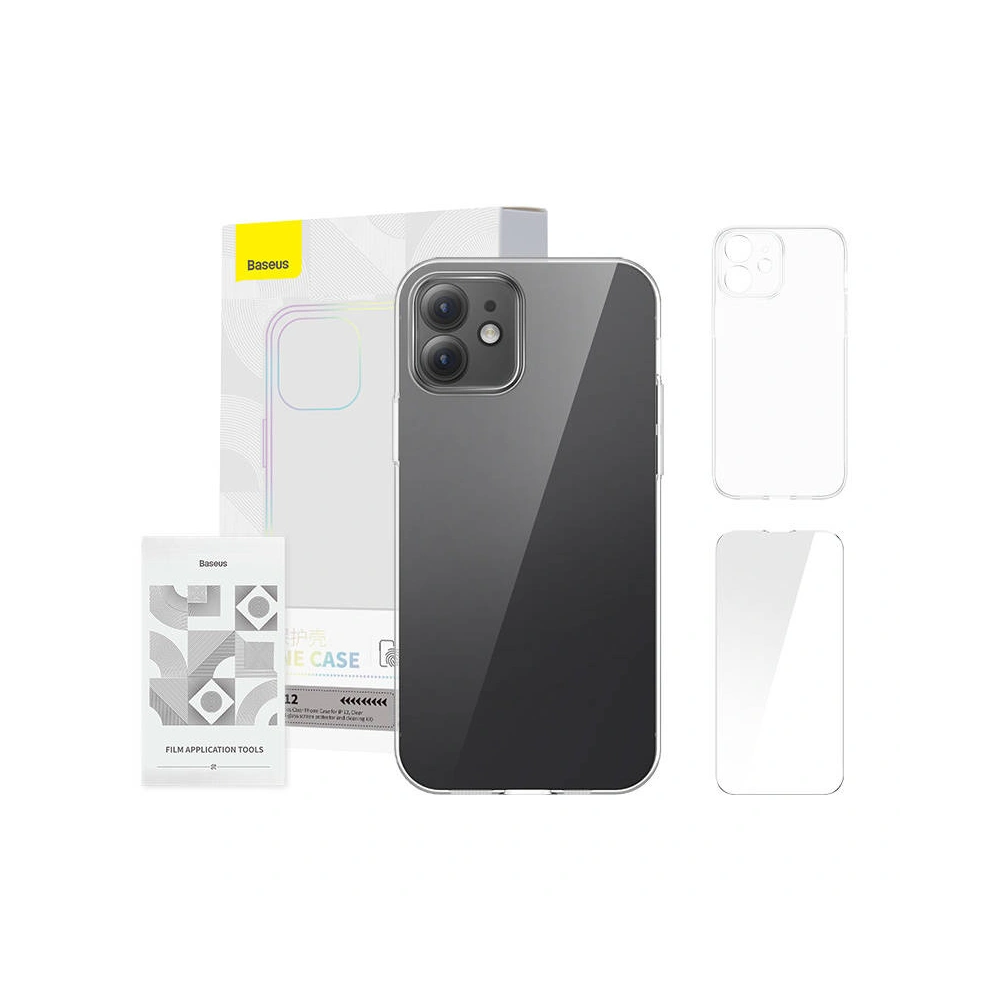 Hurtownia GSM - Etui Baseus Crystal Series Clear Apple iPhone 12 (průhledné) + tvrzené sklo + čisticí sada - BSU4576 - {ean13} - Hurt