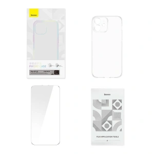 Hurtownia GSM - Etui Baseus Crystal Series Clear Apple iPhone 12 (průhledné) + tvrzené sklo + čisticí sada - BSU4576 - {ean13} - Hurt