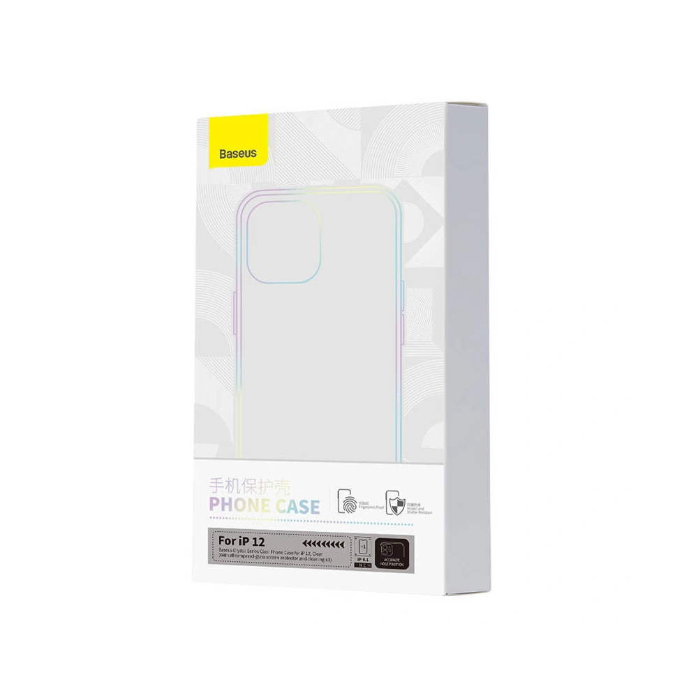 Hurtownia GSM - Etui Baseus Crystal Series Clear Apple iPhone 12 (průhledné) + tvrzené sklo + čisticí sada - BSU4576 - {ean13} - Hurt