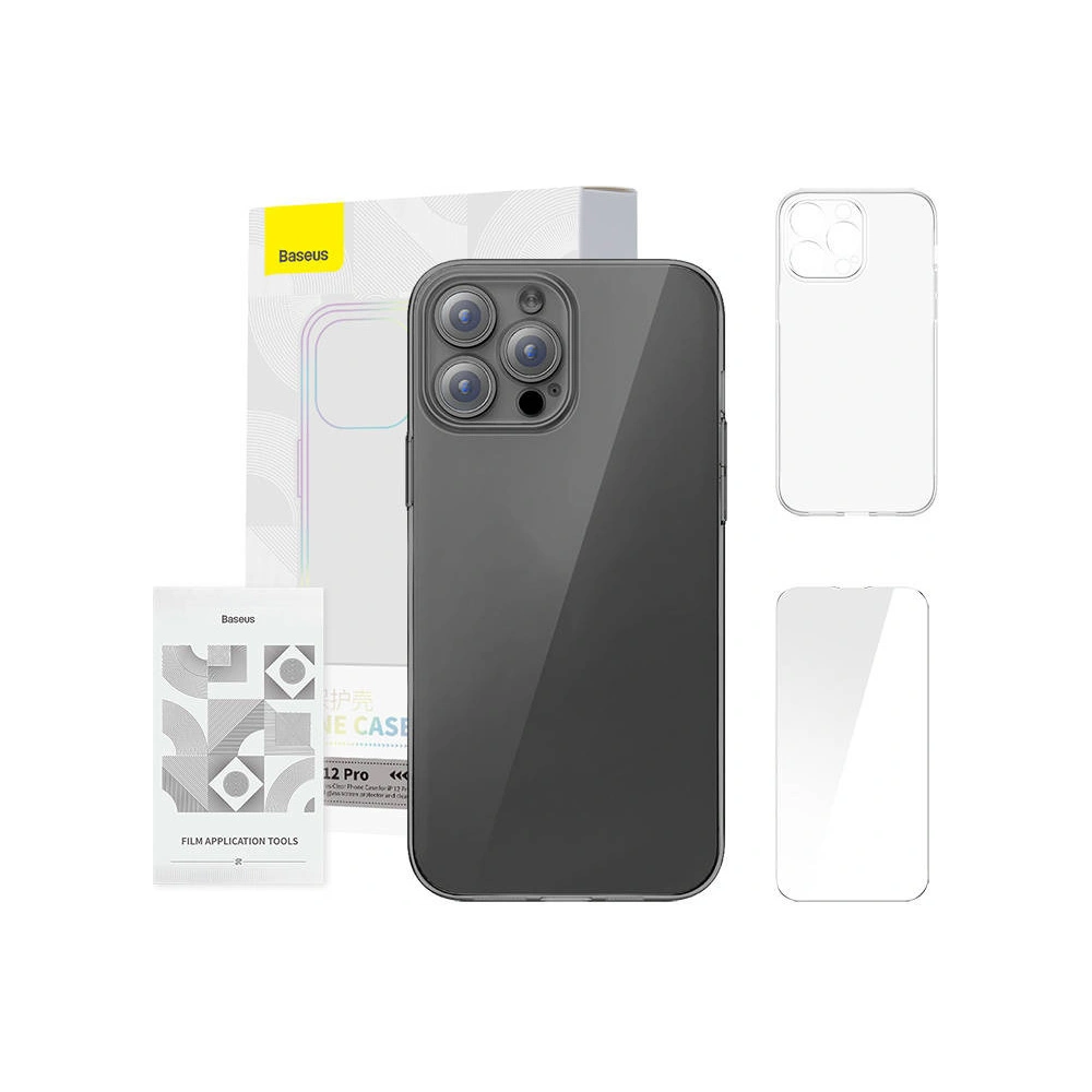 Hurtownia GSM - Etui Baseus Crystal Series Clear Apple iPhone 12 Pro (průhledné) + tvrzené sklo + čistící sada - BSU4577 - {ean13} - Hurt
