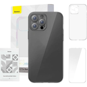 Etui Baseus Crystal Series Clear Apple iPhone 12 Pro Max (przeźroczyste) + szkło hartowane + zestaw czyszczący