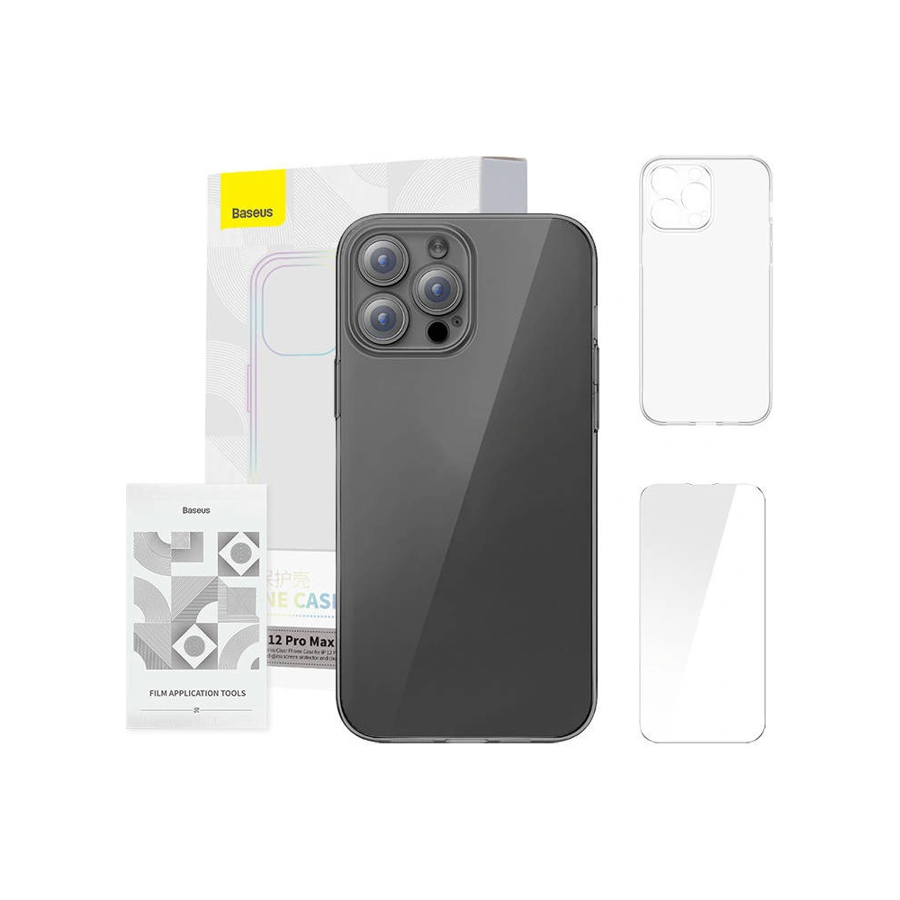Hurtownia GSM - Etui Baseus Crystal Series Clear Apple iPhone 12 Pro Max (transparent) + sticlă securizată + set de curățare - BSU4578 - {ean13} - Hurt