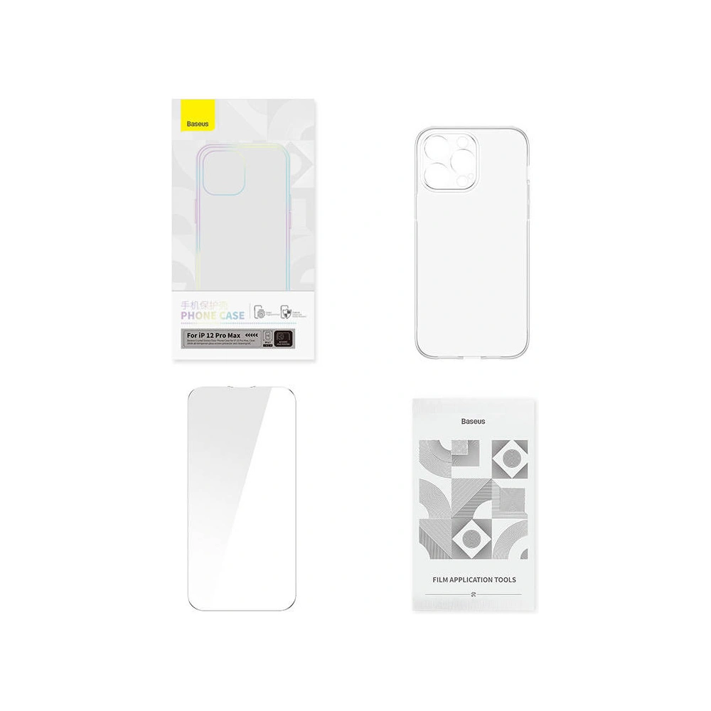 Hurtownia GSM - Etui Baseus Crystal Series Clear Apple iPhone 12 Pro Max (transparent) + sticlă securizată + set de curățare - BSU4578 - {ean13} - Hurt