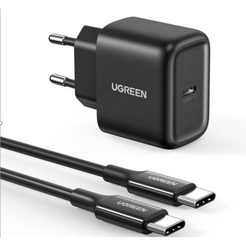 Ugreen Distributor - 6957303804108 - UGR1696 - UGREEN CD250 PPS PD QC 25W USB-C wall charger + USB-C / USB-C 2m cable black - B2B homescreen