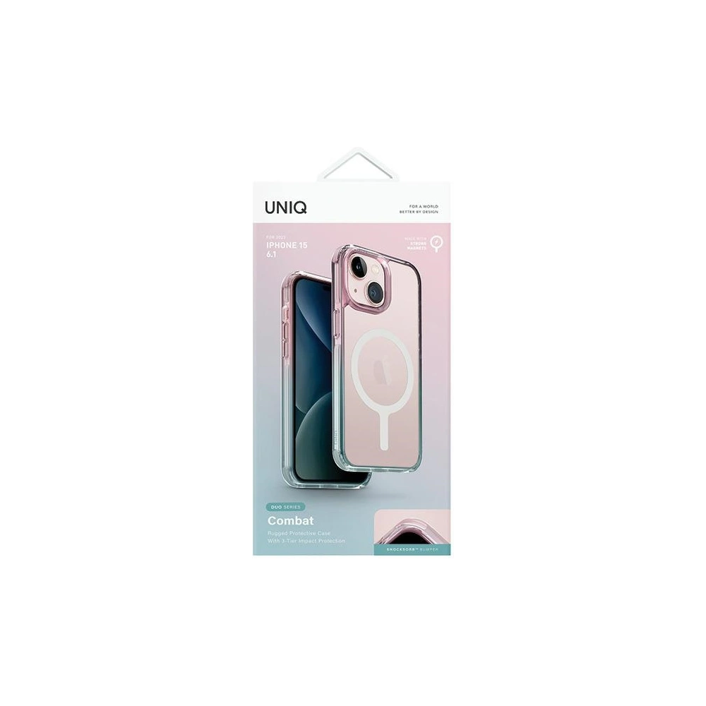 Hurtownia GSM - Etui UNIQ Combat Duo Apple iPhone 15 MagClick Charging kék-rózsaszín/pasztell égkék-por rózsaszín - UNIQ957 - {ean13} - Hurt
