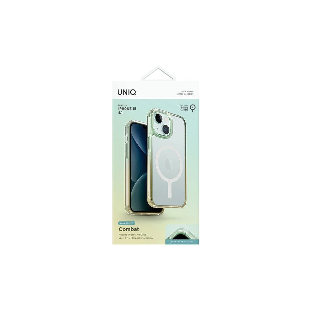 Wholesale UNIQ Combat Duo Apple iPhone 15 MagClick Charging sea green-soft yellow - UNIQ958 - {ean13} - Hurt