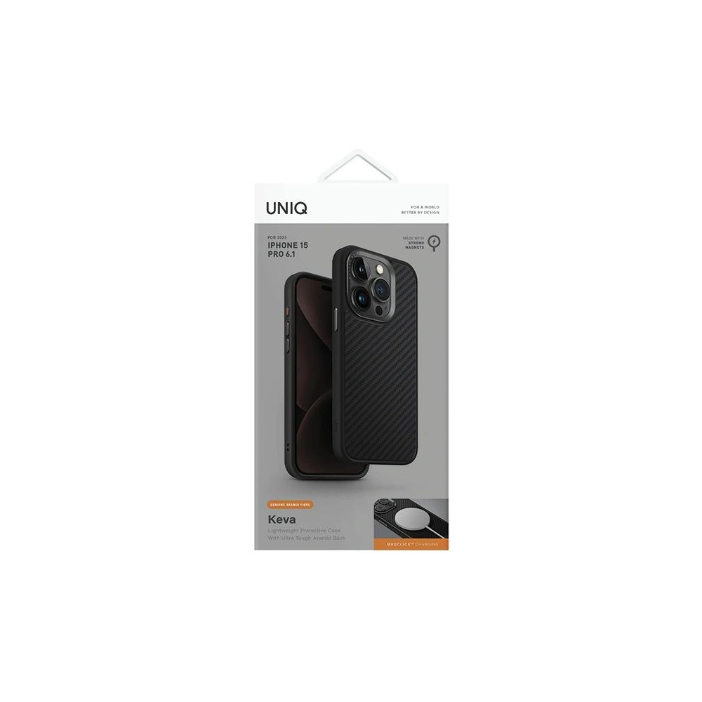 Hurtownia GSM - Etui UNIQ Keva Apple iPhone 15 Pro MagClick Charging negru/carbon black - UNIQ963 - {ean13} - Hurt