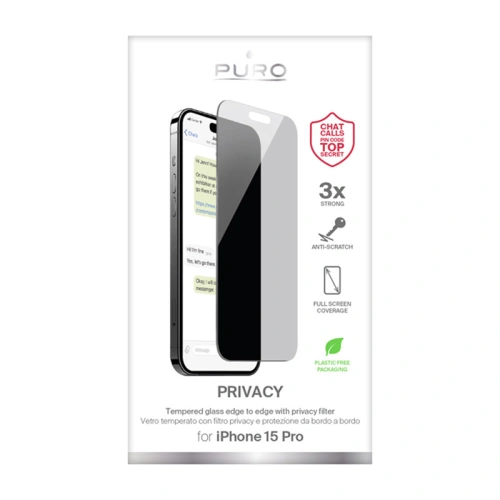 Szkło hartowane PURO Privacy Tempered Glass Apple iPhone 15 Pro