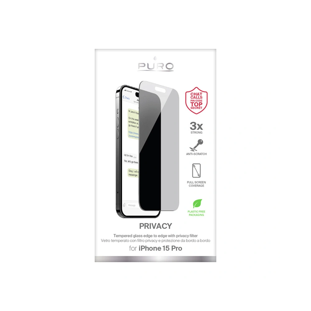 Hurtownia GSM - Gehärtetes Glas PURO Privacy Tempered Glass Apple iPhone 15 Pro - PUR744 - {ean13} - Hurt