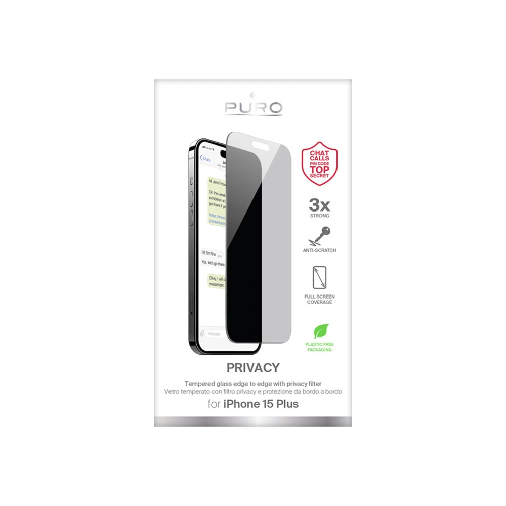 Hurtownia GSM - Tvrzené sklo PURO Privacy pro Apple iPhone 15 Plus / 14 Plus - PUR750 - {ean13} - Hurt