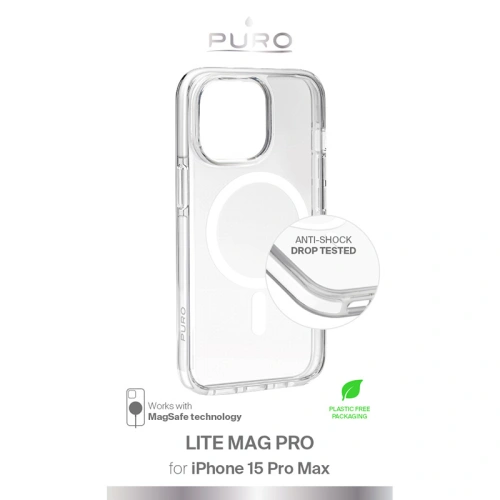 Etui PURO LITEMAG PRO MagSafe Apple iPhone 15 Pro Max (przezroczysty)