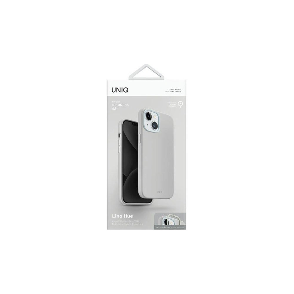 Hurtownia GSM - Etui UNIQ Lino Hue Apple iPhone 15 MagClick Charging világosszürke/chalk grey - UNIQ976 - {ean13} - Hurt