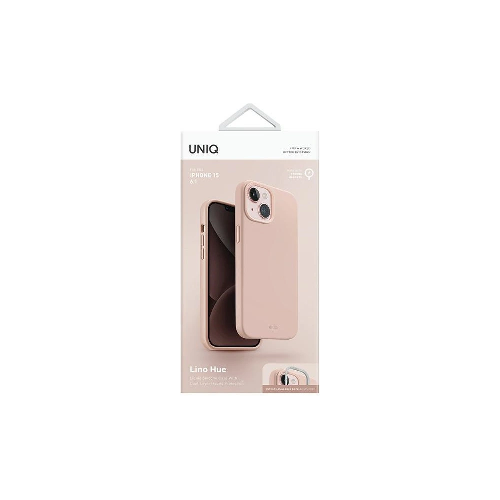 Hurtownia GSM - Etui UNIQ Lino Hue Apple iPhone 15 MagClick Charging rózsaszín/blush pink - UNIQ977 - {ean13} - Hurt